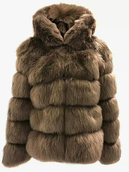 Mid-length Eco-friendly Fox Fur Hooded Jacket