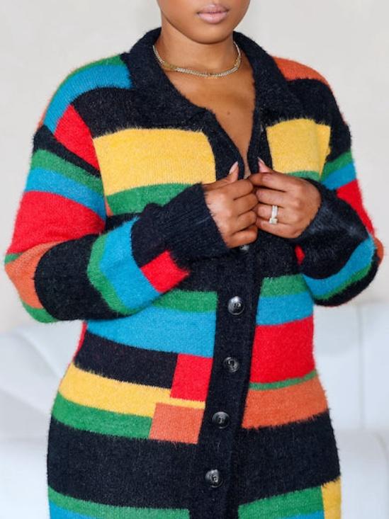 Autumn Colorful Knitted Cardigan