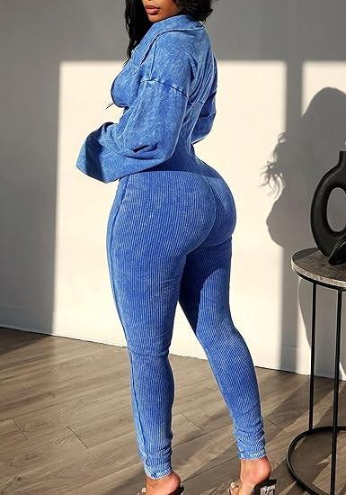 Sexy Ribbed Patchwork Bodycon Long Sleeve Jumpsuit