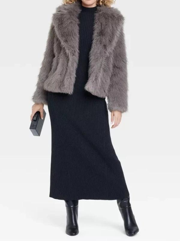 Women's Lapel Faux Fur Jacket Coat