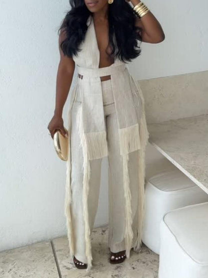 Irregular Tassel Two-piece Set