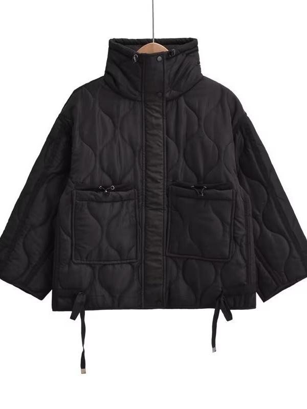 Stand Collar Diamond Quilted Jacket