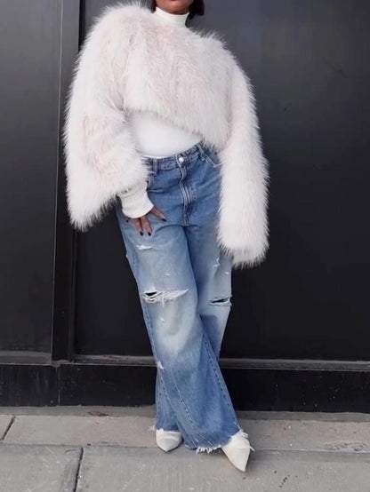 Fashion Short Pullover Fur Jacket