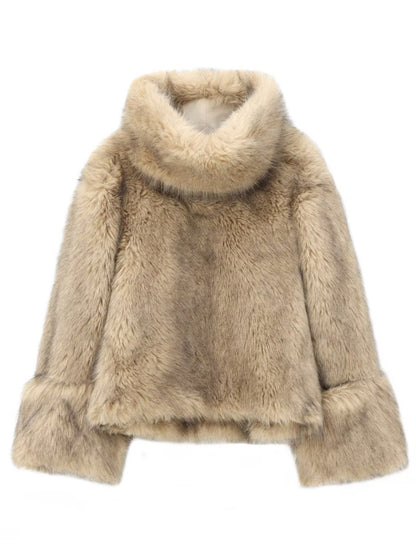 Fashionable Faux Fur Pullover Top