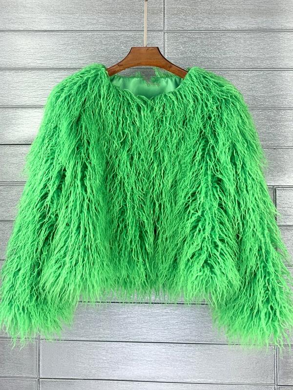 Solid Color Faux Fur Short Coat