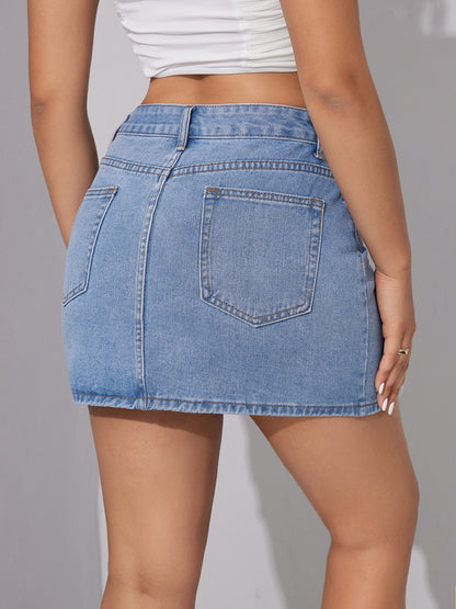 Denim Shirt And Skirt Set