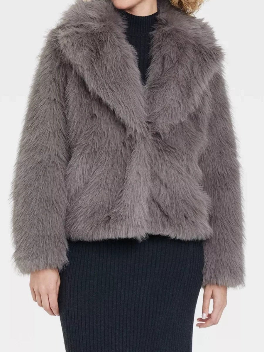 Women's Lapel Faux Fur Jacket Coat