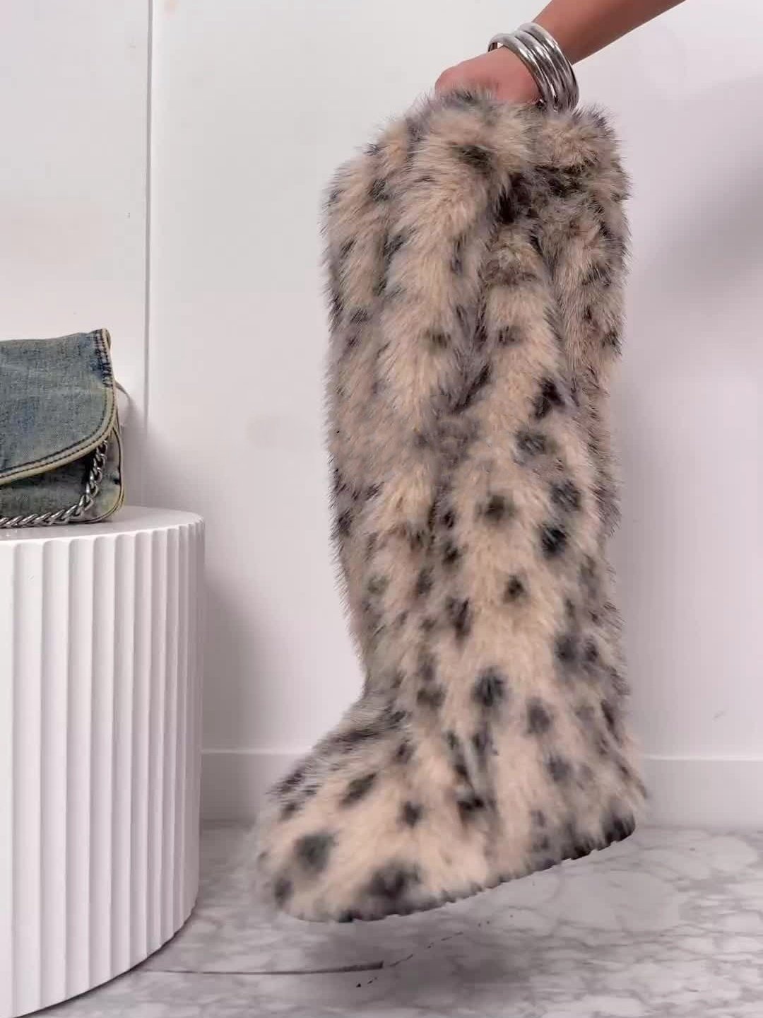 Leopard Print Faux Fur Boot