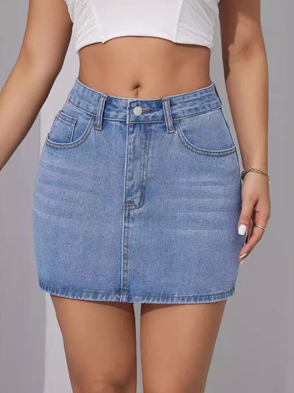 Denim Shirt And Skirt Set