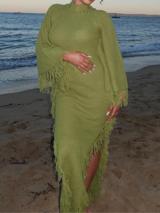 Mock Neck Sweater Maxi Dress