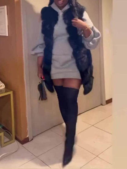 Mid-length Faux Fox Fur Vest