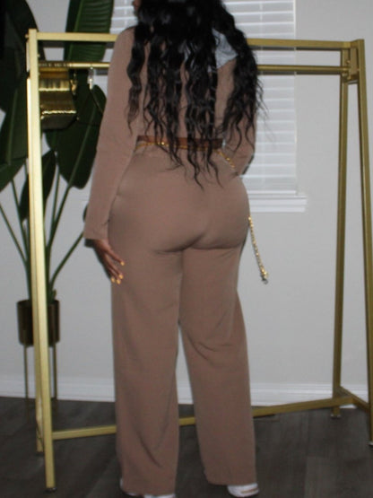 Cropped Jacket And High-waisted Pants Two-piece Set