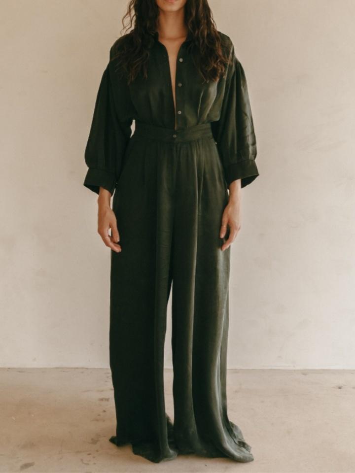 Long Sleeve Shirt Jumpsuit