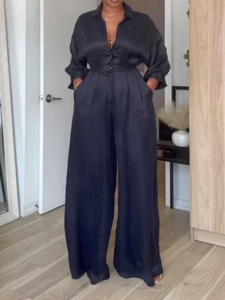 Long Sleeve Shirt Jumpsuit