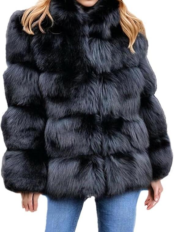 Women's Long Sleeve Faux Fur Jacket