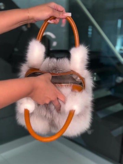 Eco-friendly Fox Fur Leather Bag
