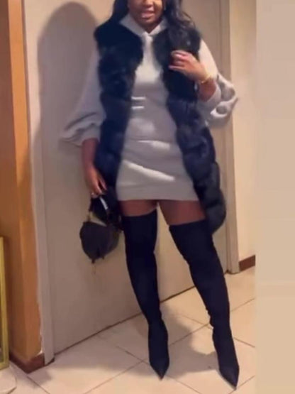 Mid-length Faux Fox Fur Vest