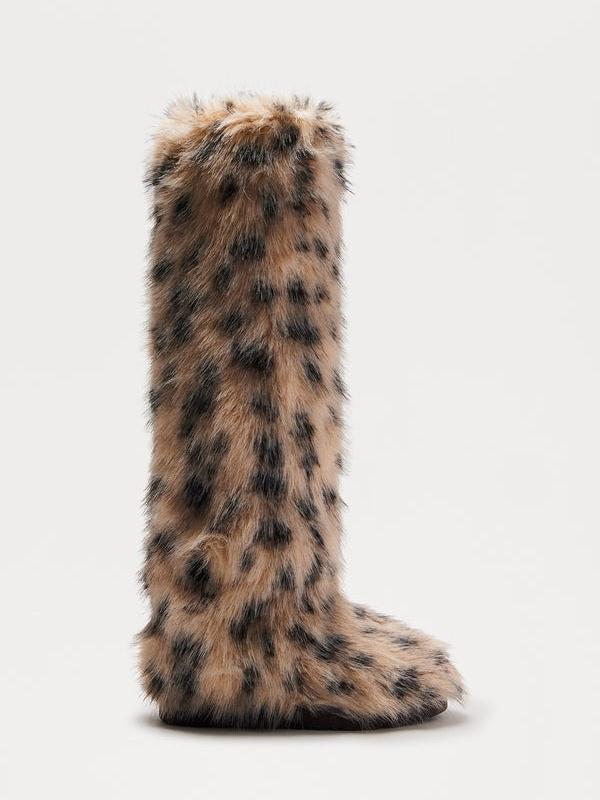 Leopard Print Faux Fur Boot