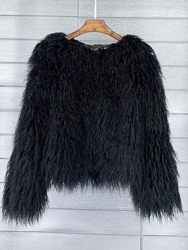 Solid Color Faux Fur Short Coat