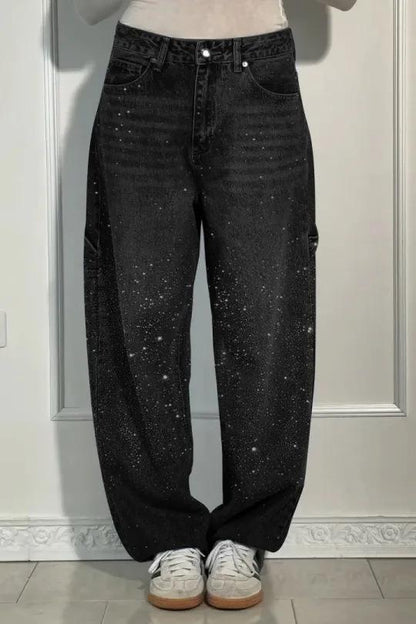 Dazzle Rhinestone Wide-leg Jeans