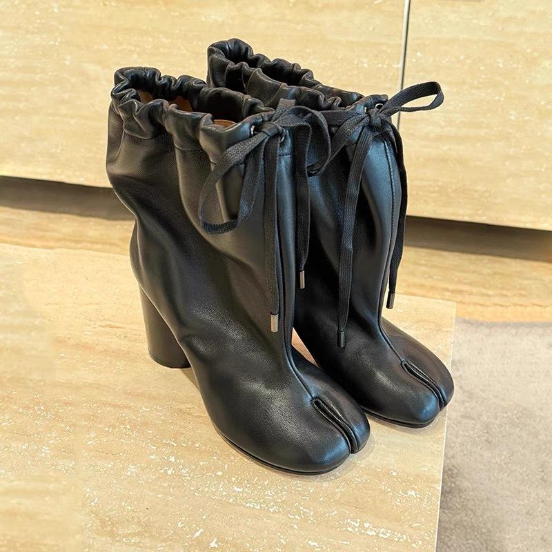 Women's Cowhide Drawstring Ankle Boots