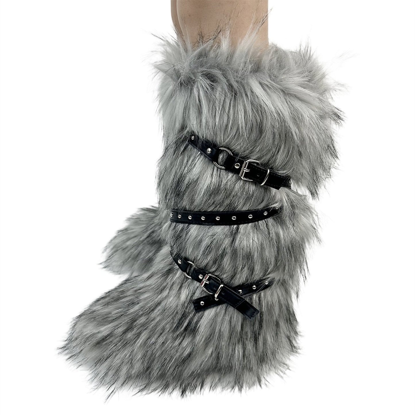 Cross-buckle Fur Boot