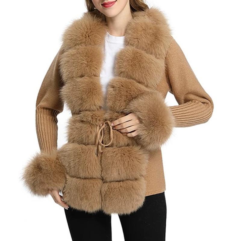 Eco-Friendly Fox Fur Knitted Cardigan