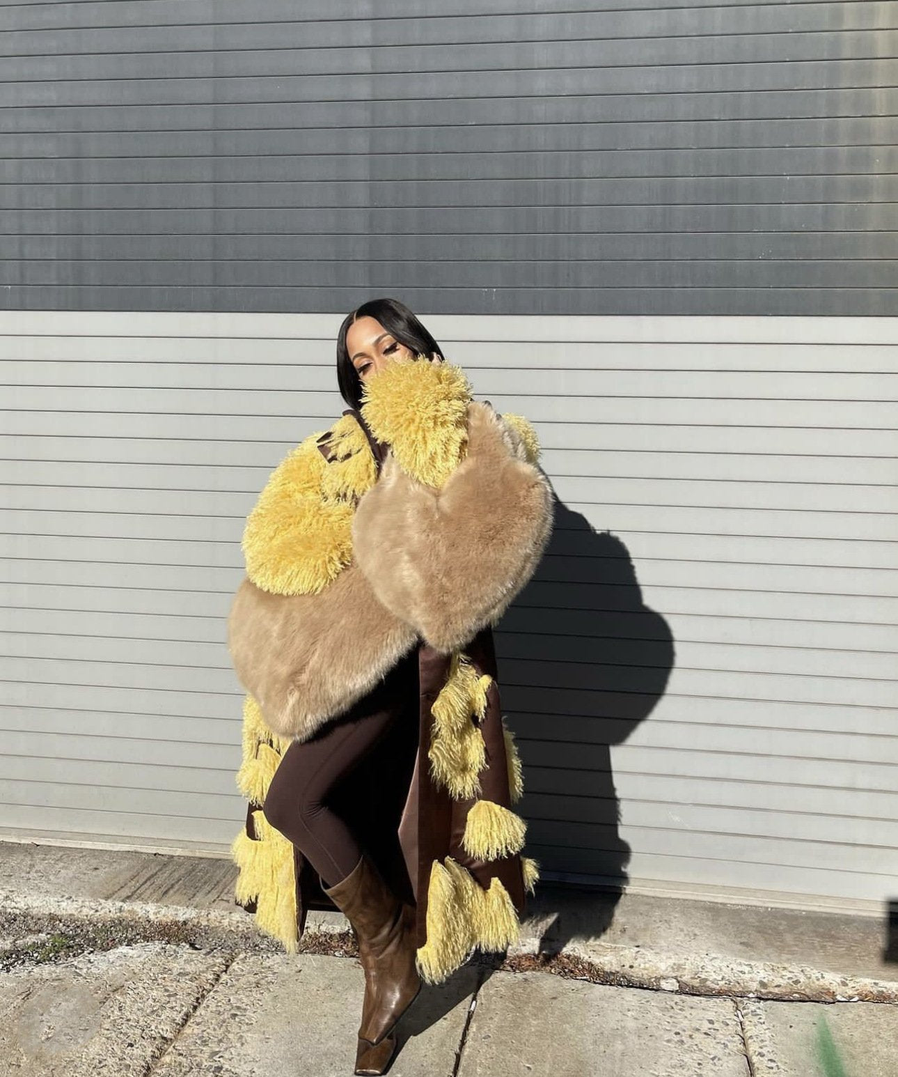 Fuzzy Heart Bag Faux Fur Crossbody Purse