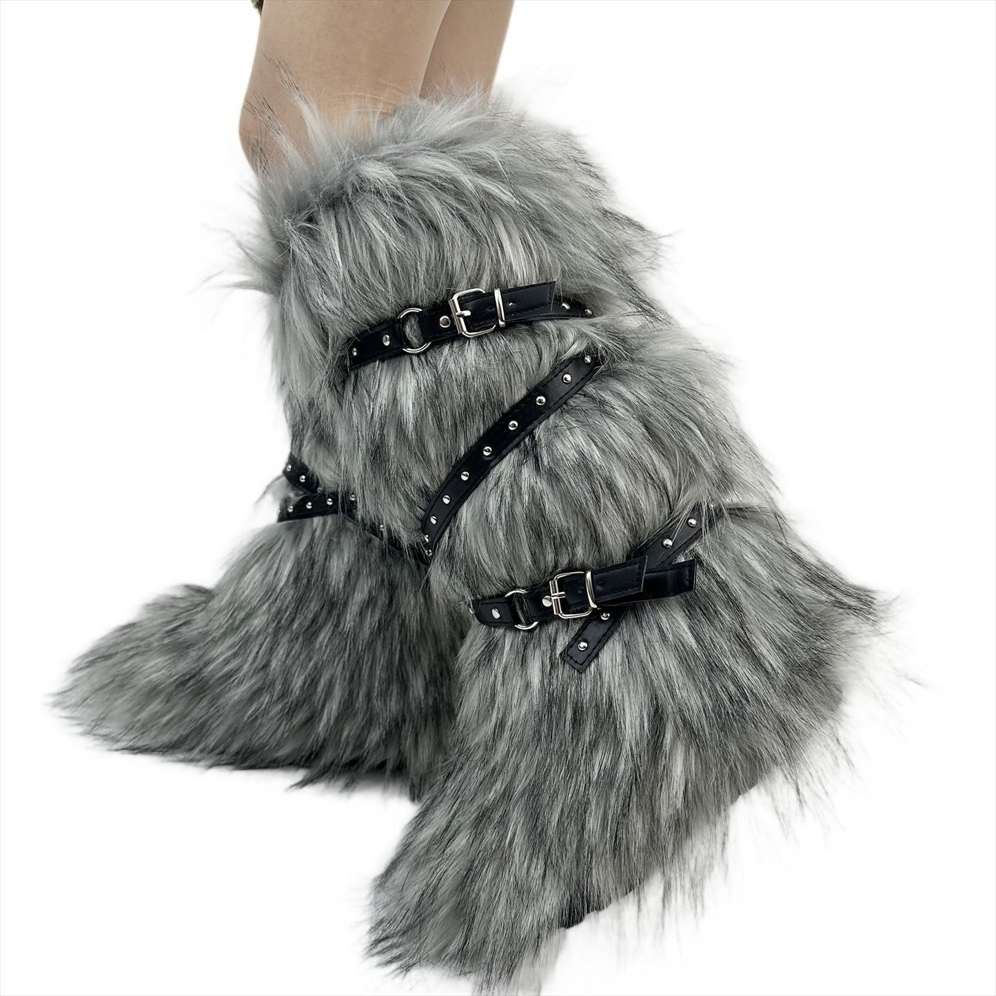 Cross-buckle Fur Boot