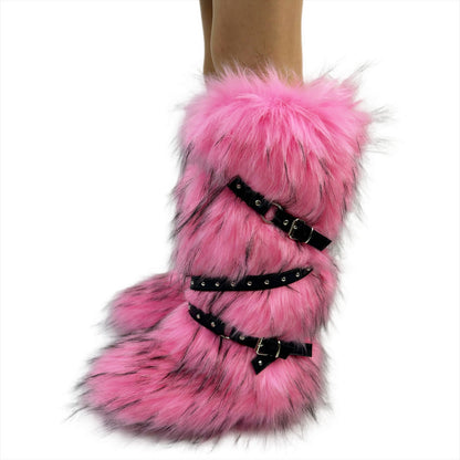 Cross-buckle Fur Boot