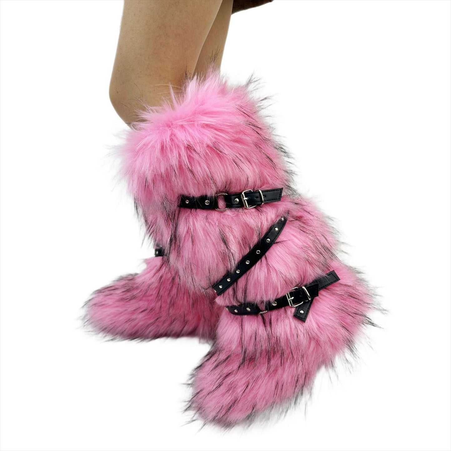 Cross-buckle Fur Boot