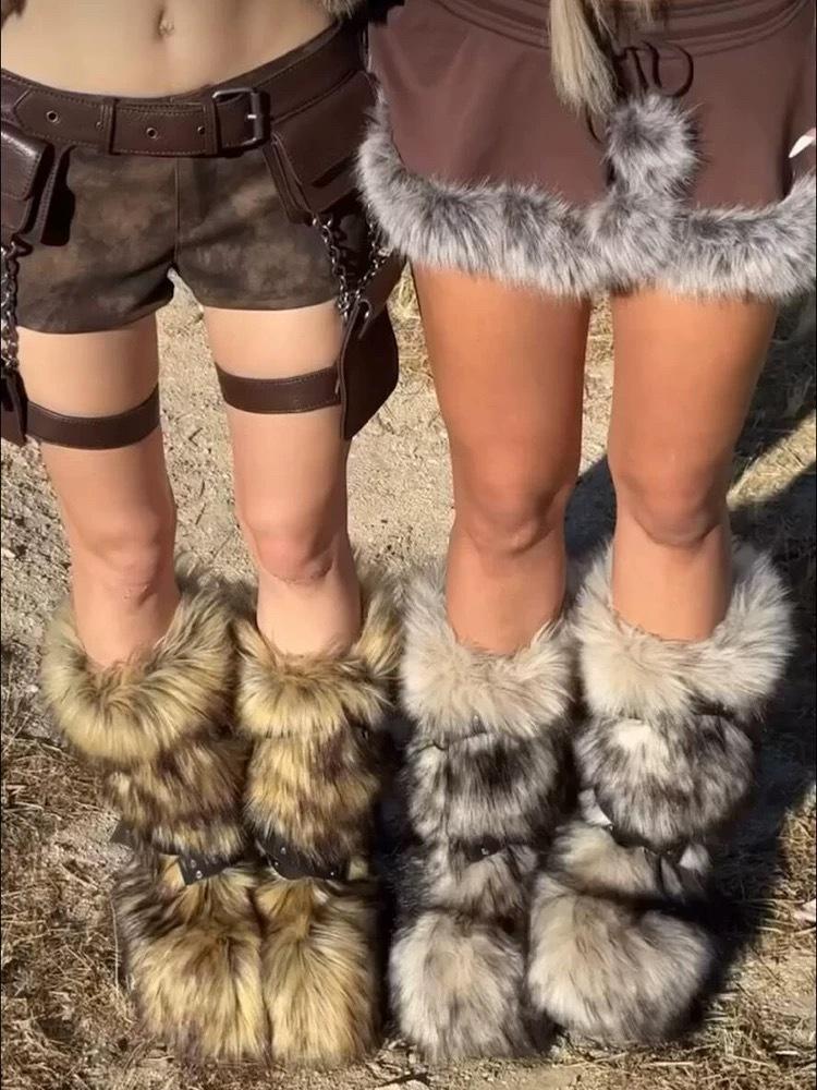 Cross-buckle Fur Boot