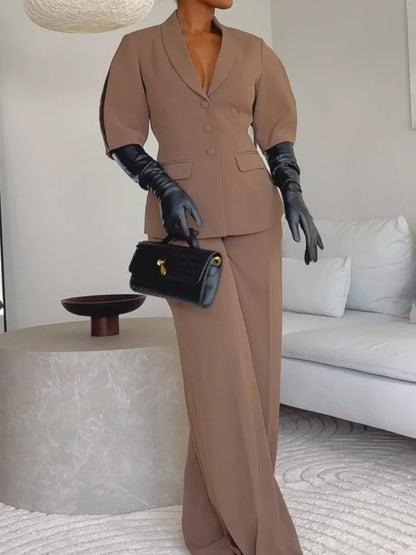 Puff Sleeve Suiting Top & Pants