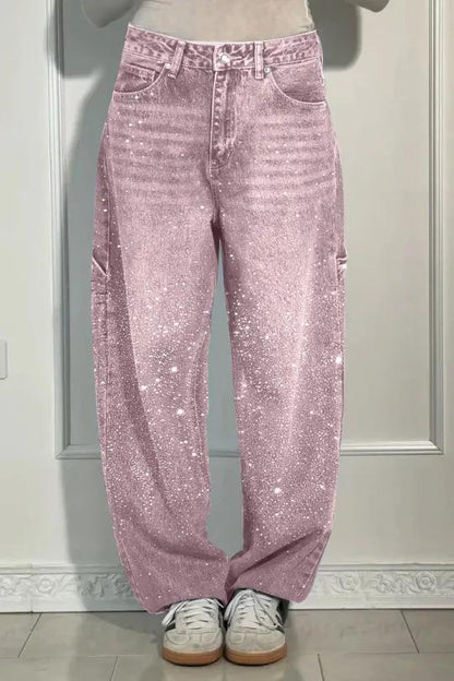 Dazzle Rhinestone Wide-leg Jeans