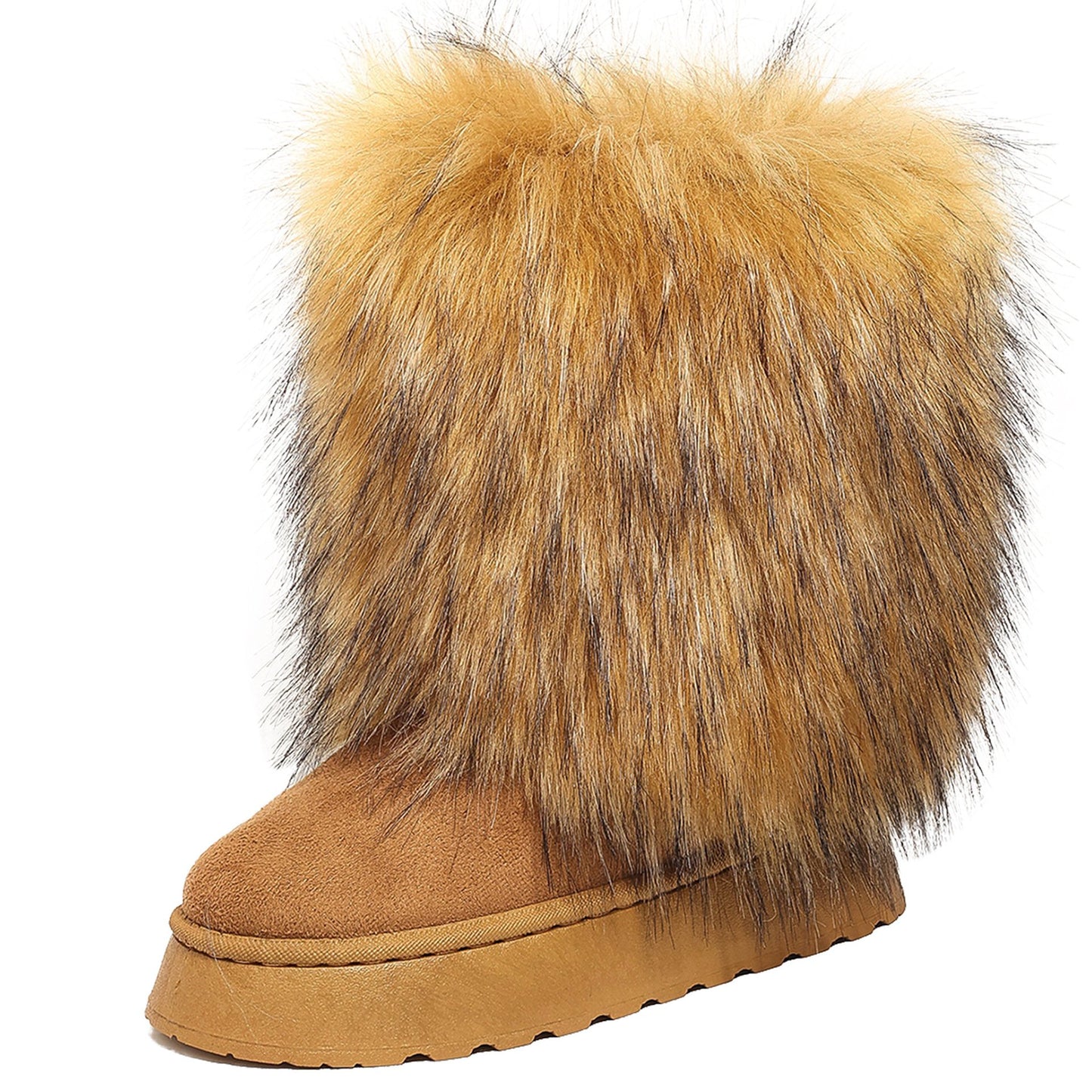 Fashionable Furry Thick-soled Mid-calf Boot