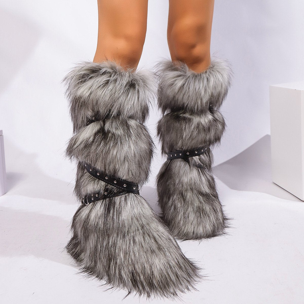 Cross-buckle Fur Boot