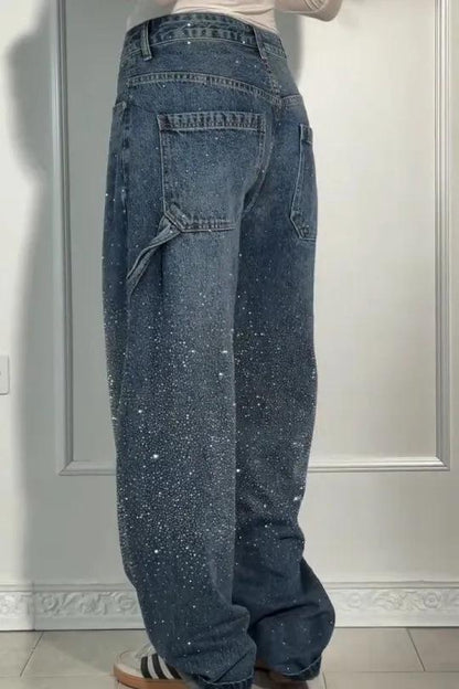 Dazzle Rhinestone Wide-leg Jeans