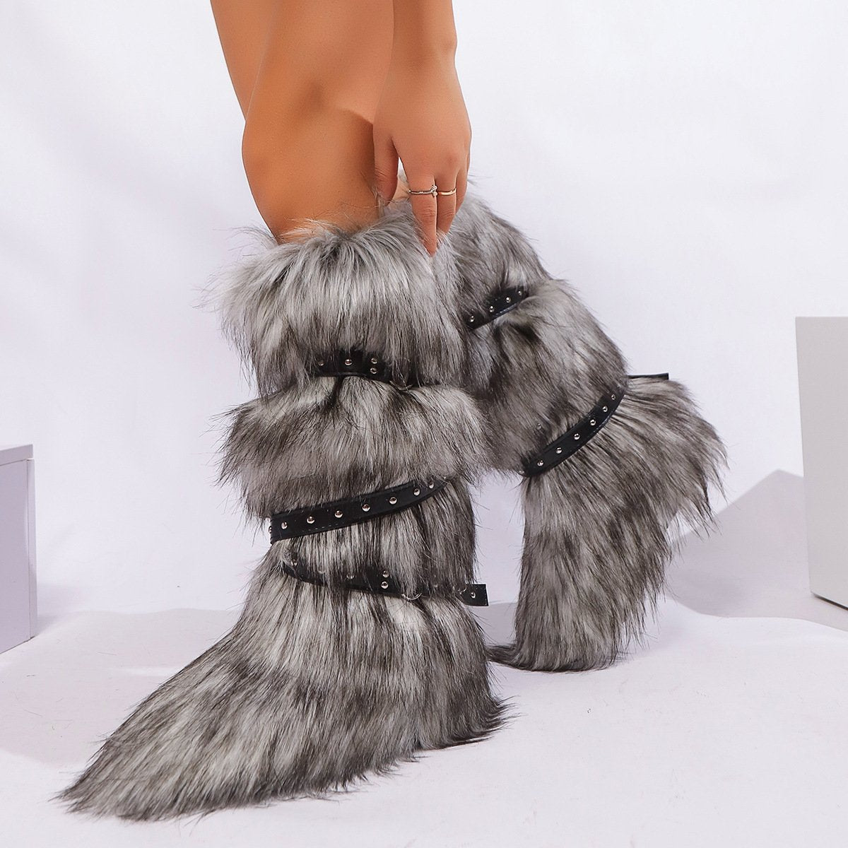 Cross-buckle Fur Boot