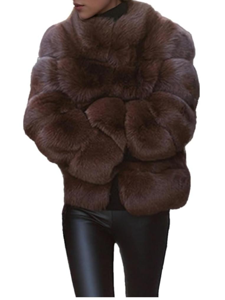 Women's Long Sleeve Faux Fur Jacket