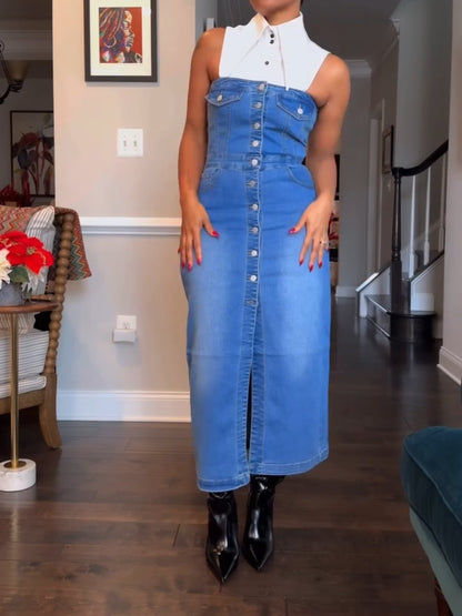 Fashion Denim Midi Dress