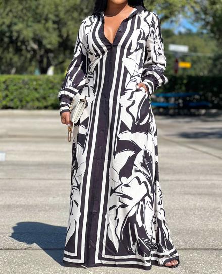 Chic Printed Loose Long Dress