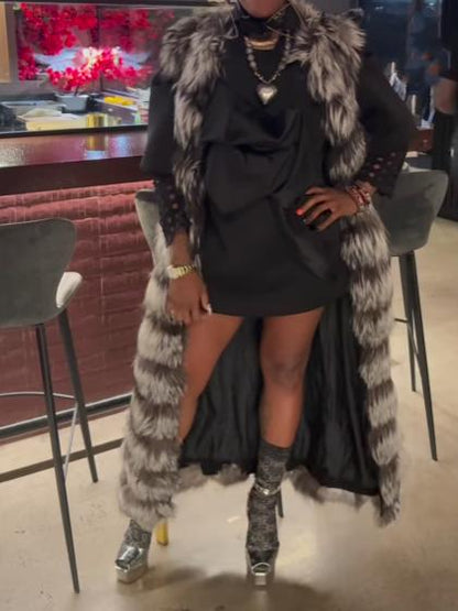 Eco-Friendly Silver Fox Full Length Vest