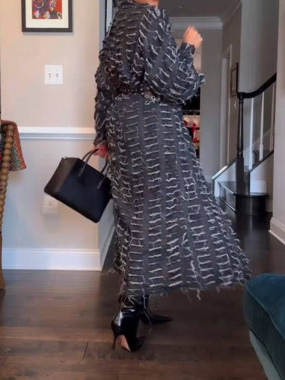 Fashionable Ripped Denim Cape