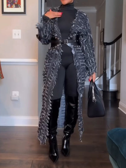 Fashionable Ripped Denim Cape