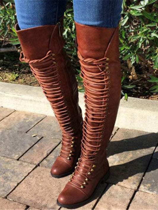 Women's Cross Strap Over-the-Knee Boots