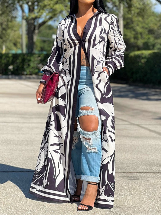 Chic Printed Loose Long Dress