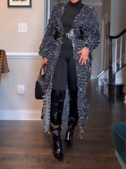 Fashionable Ripped Denim Cape